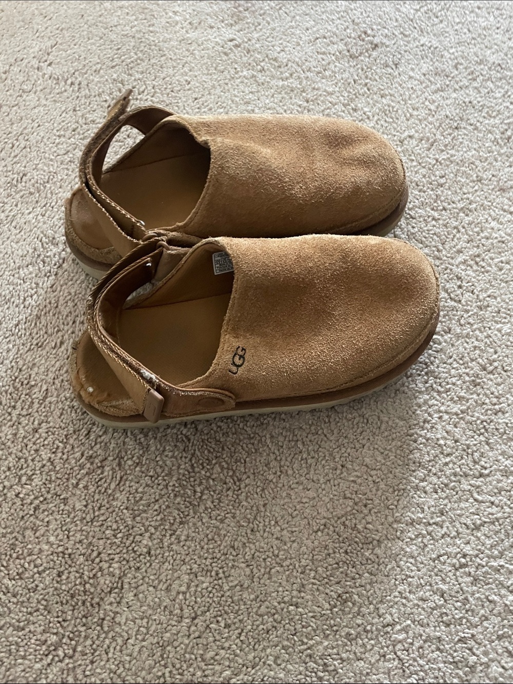 UGG Womens Suede Slip-On Clog with Heel Strap